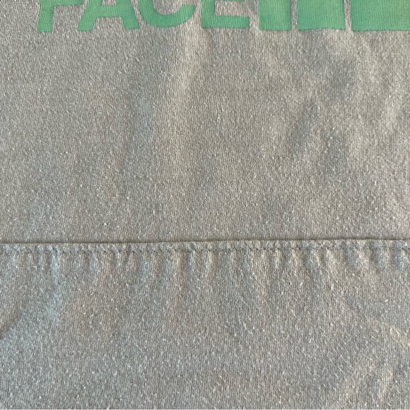 The North Face Small Classic Fit Gray Green Yellow Logo Hoodie Sweatshirt - Picture 3 of 4